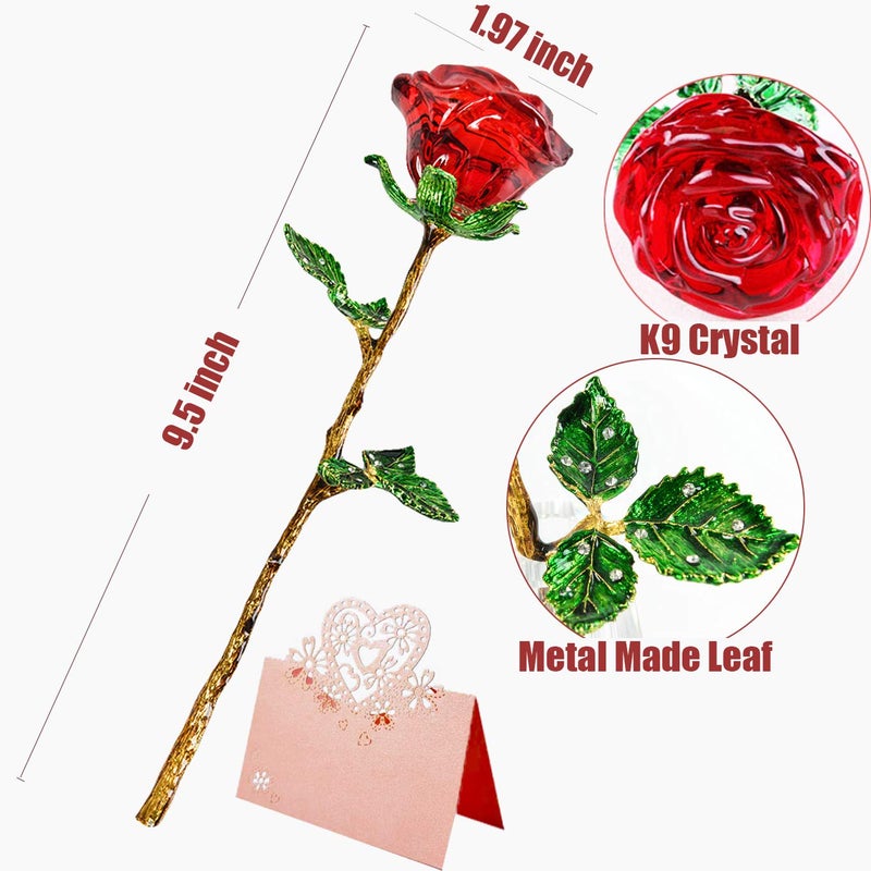 SWEETIME Red Rose Gift for Her, K9 Crystal with Wish Card, 3D Glass Rose Eternal Flower, Crystal Rose Figurine Gift for Women on Birthday, Mother's Day,Wedding, Anniversary, Valentine's Day, Chrismas.â€¦ - Image 3